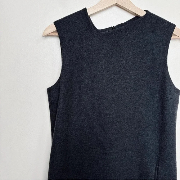 Lanvin Paris Wool Womens 40 Sleeveless Grey Sheath Dress - Picture 5 of 12